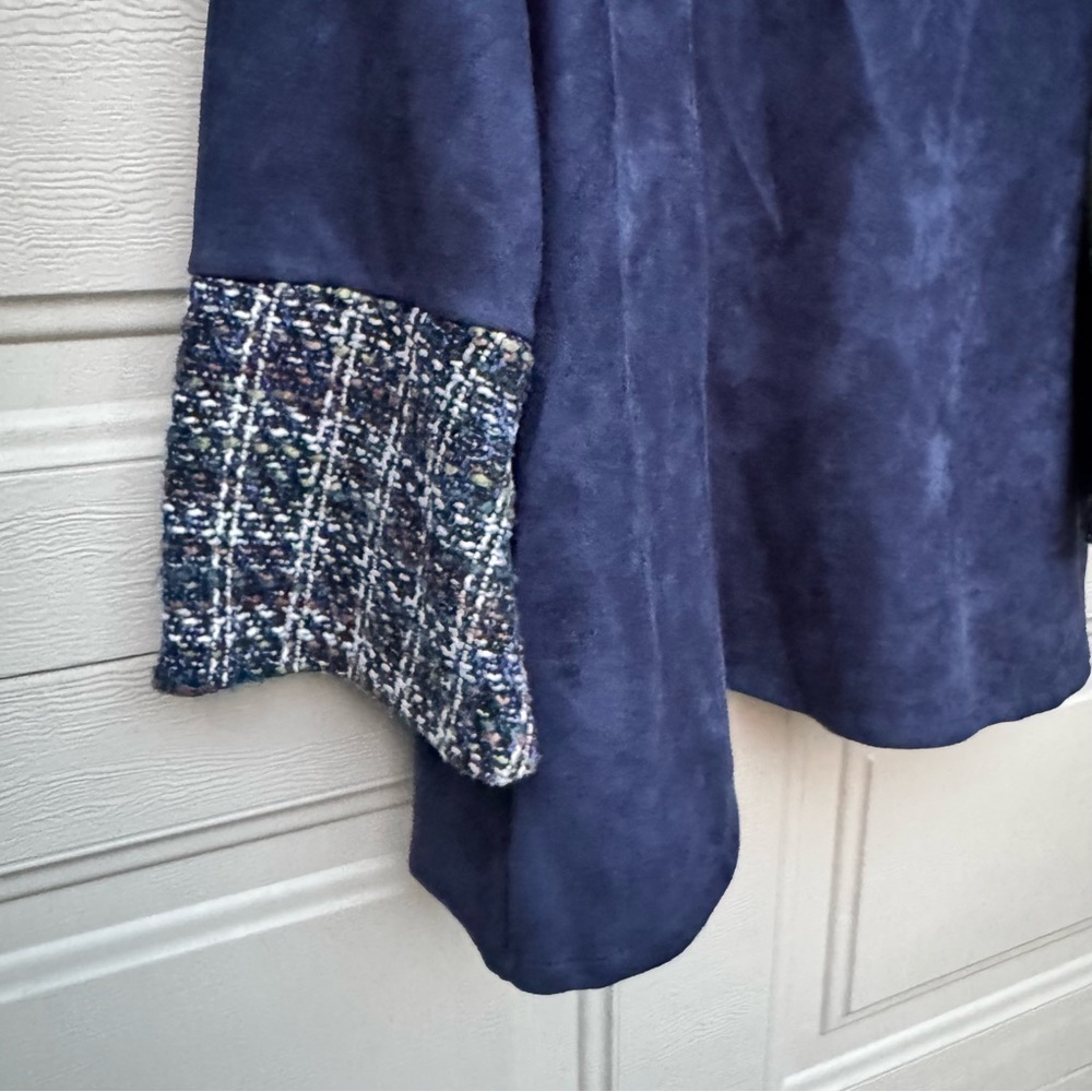 Navy Blazer with Tweed Accents - Picture 8 of 10